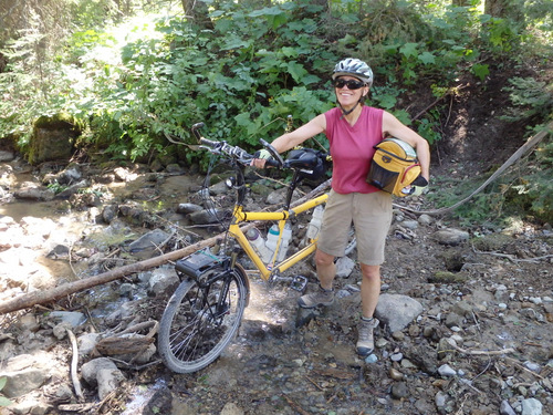 GDMBR: Terry is holding the bike for the picture.